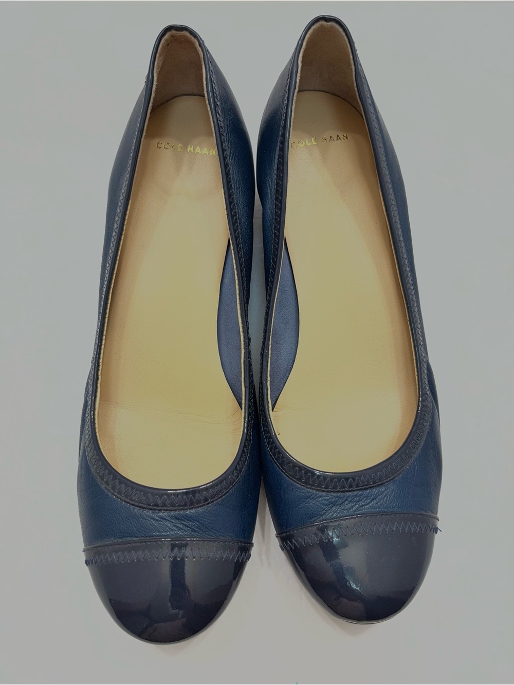 🔆Cole Haan Nike Air Milly Navy Blue Cap Toe Wedge Pumps 9.5B